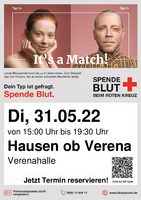 Blut spenden am 31.05.2022 in Hausen ob Verena beim Roten Kreuz